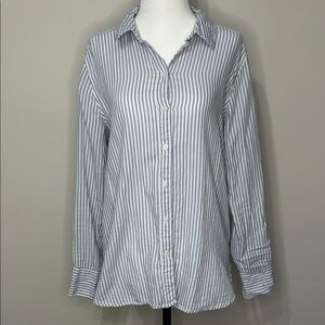 Striped Blue and White Button-Down Shirt